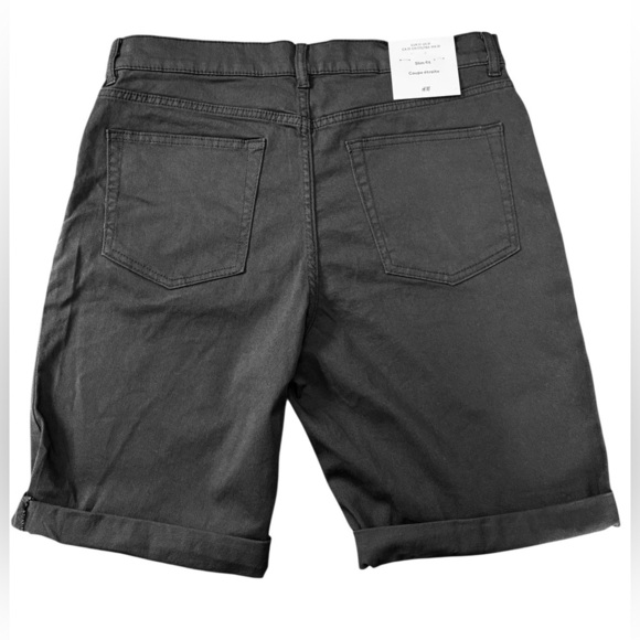 NWT, H&M, Men's Slim Fit Cotton Twisted Shorts, Size 31, Dark Gray - Picture 7 of 10